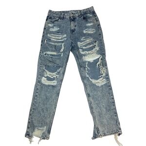 Refuge Size 11 Womens Classic Mom Jeans High Rise Distressed Stone Wash